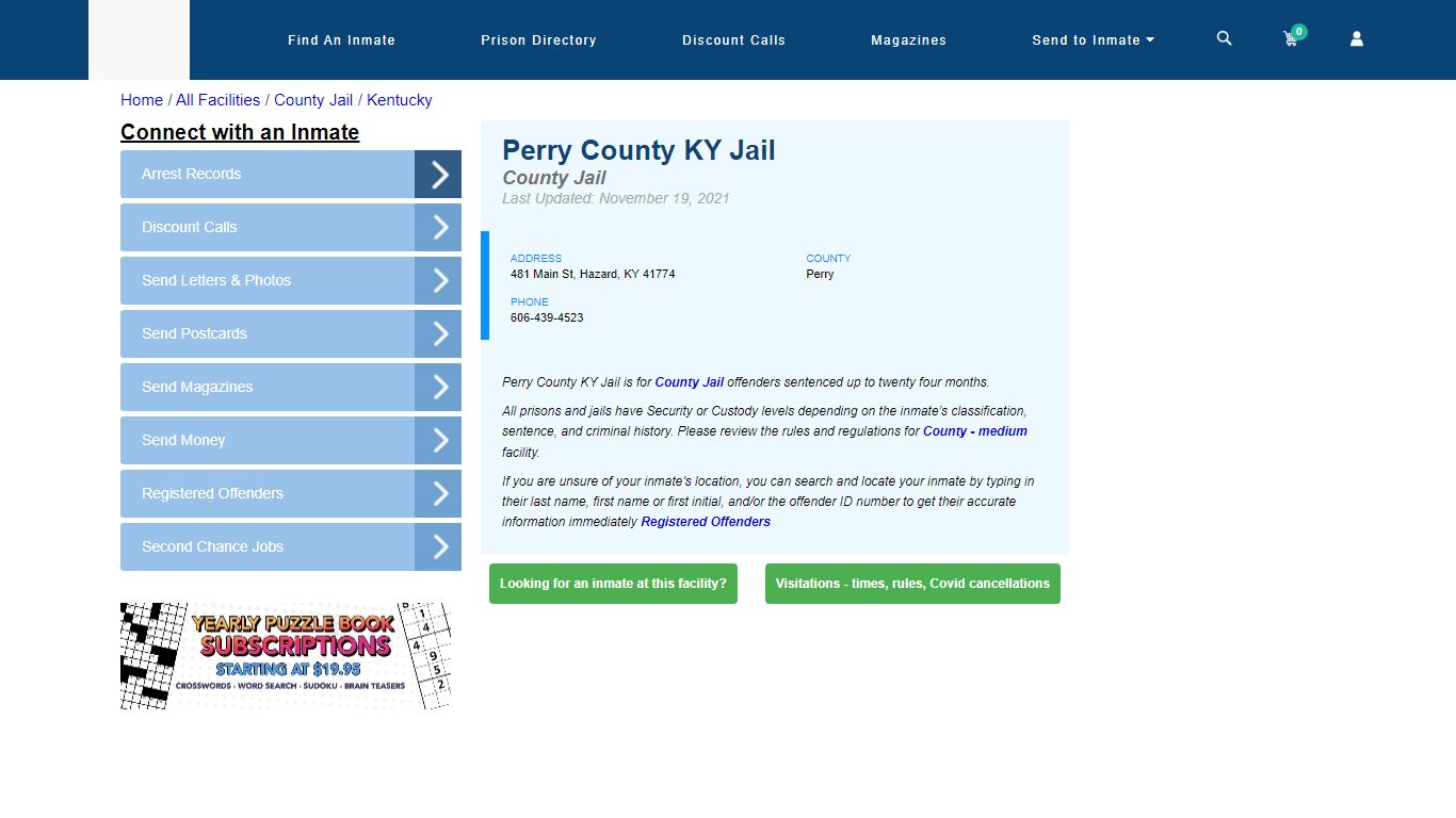 Perry County KY Jail - Inmate Locator - Hazard, KY