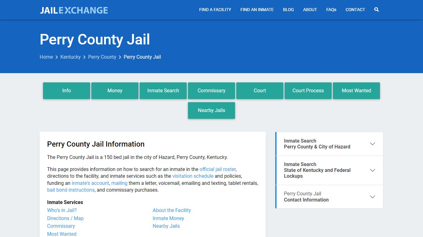 Perry County Jail, KY Inmate Search, Information