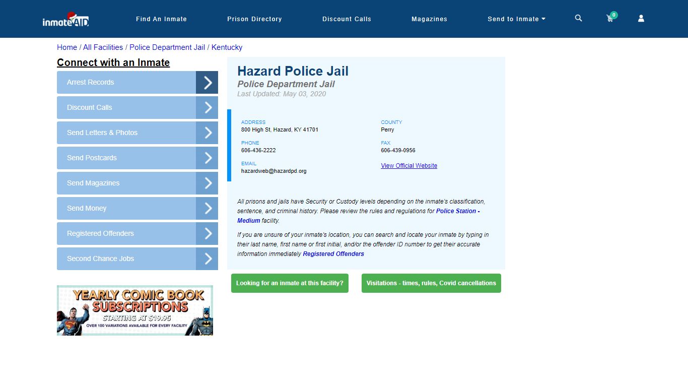 Hazard Police Jail & Inmate Search - Hazard, KY